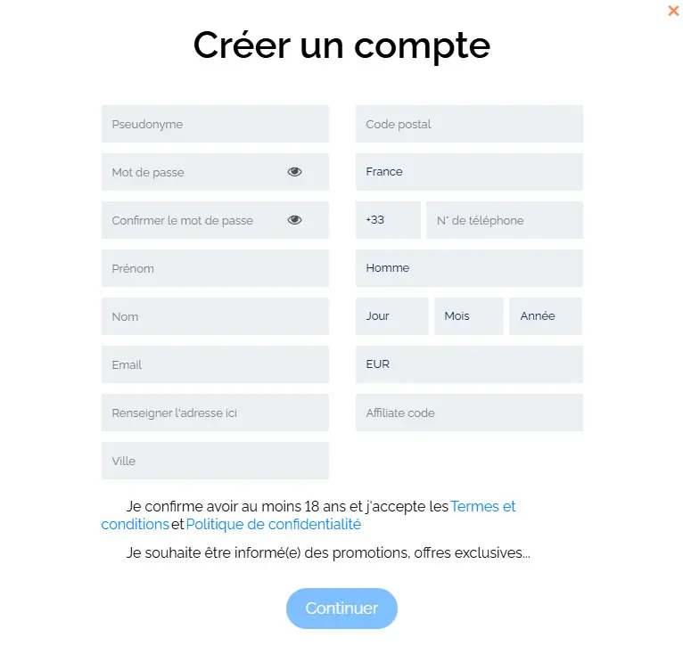 Processus d'inscription UNIBET CASINO